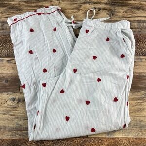 Cupcakes And Cashmere Womens Pajama Pants Striped Embroidered Hearts Large